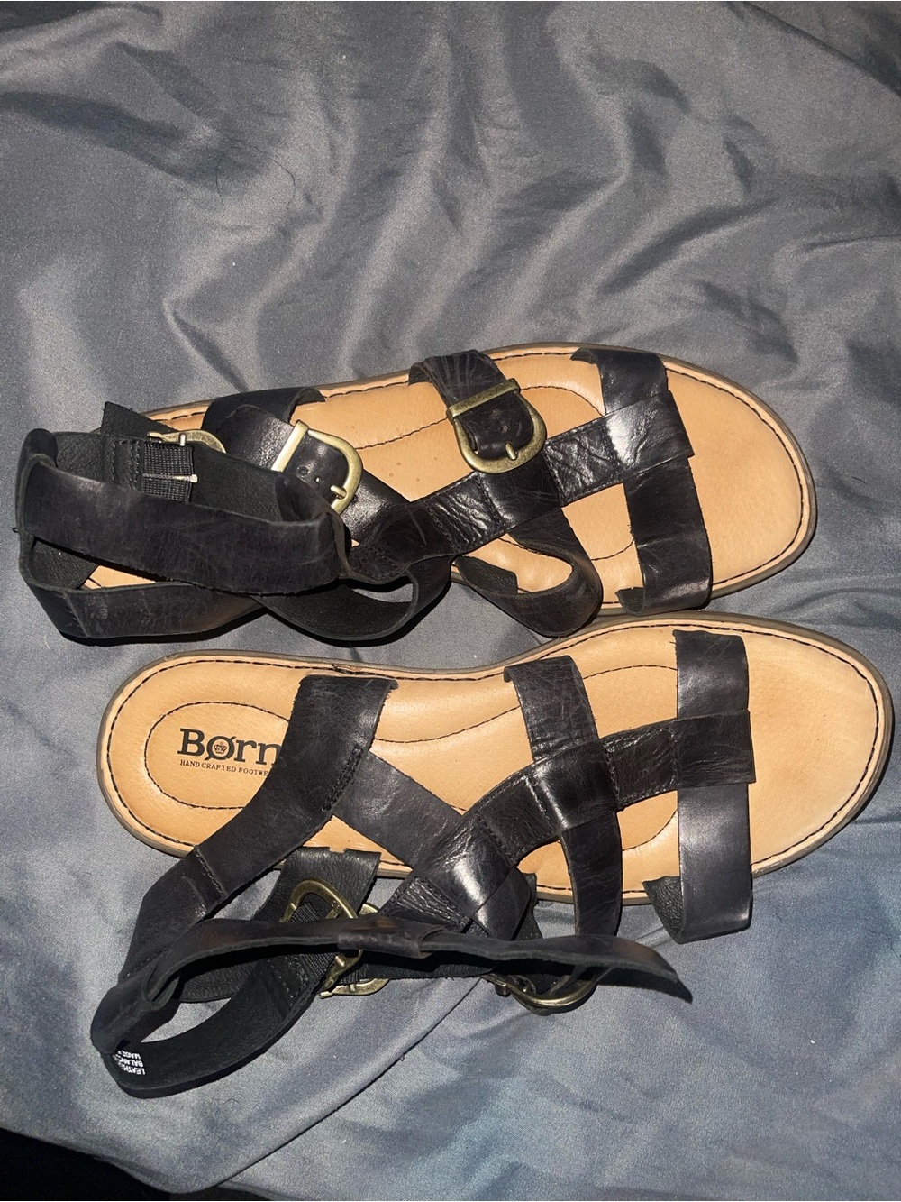 Born Black Leather Multi-Strap Women's Sandals